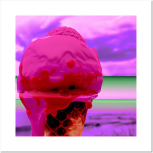 Raspberry ice cream Posters and Art